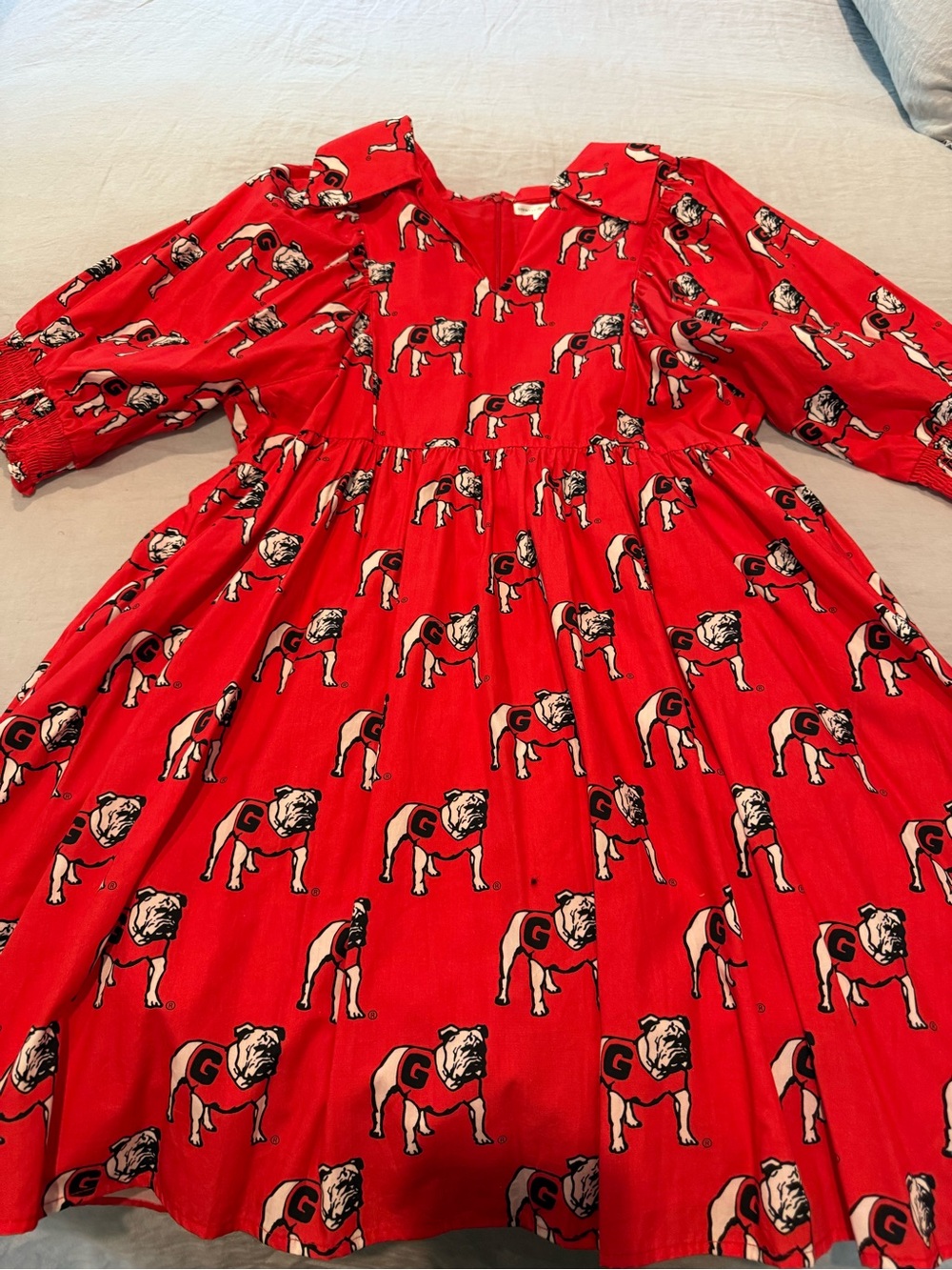 Georgia Bulldogs Print Gathered Waist Dress Perfect for Gameday! NWT